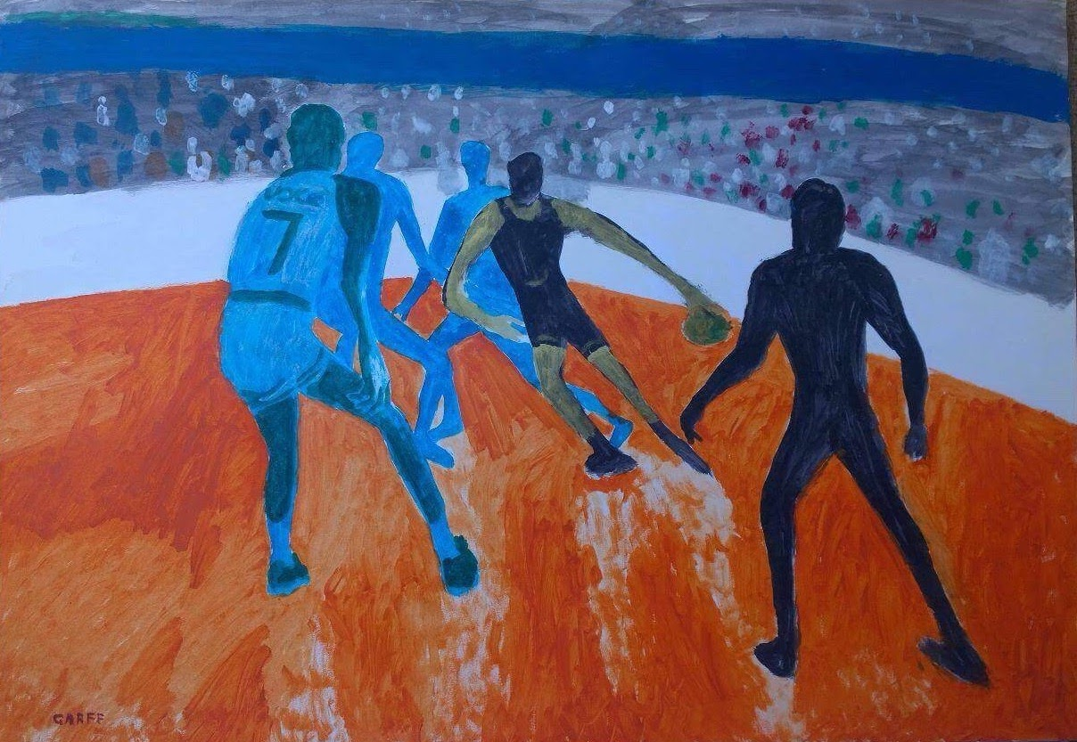 Enrico Garff a Contemporary Art Master of "1st Century. Artist to invest in. Invest in Fineart. Orange Basketball is a masterpiece artworks painting.