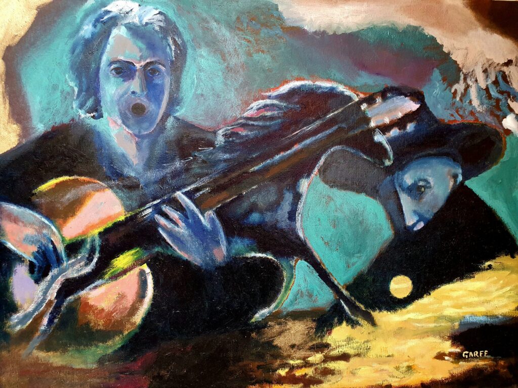 Io e Picasso is can artwork painted by the contemporary master Enrico Garff in year 2010. His art is full of masterpieces like this painting.